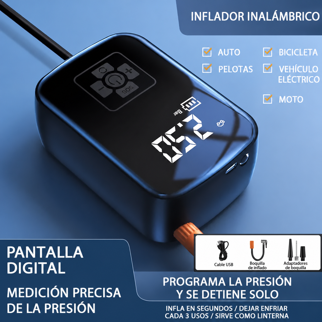 Compresor de Aire Inalámbrico con Pantalla Digital