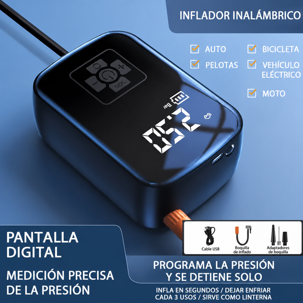 Compresor de Aire Inalámbrico con Pantalla Digital