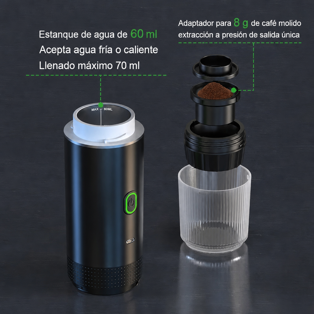 Cafetera Espresso Portátil Eléctrica 3 en 1 para Automóvil y Hogar