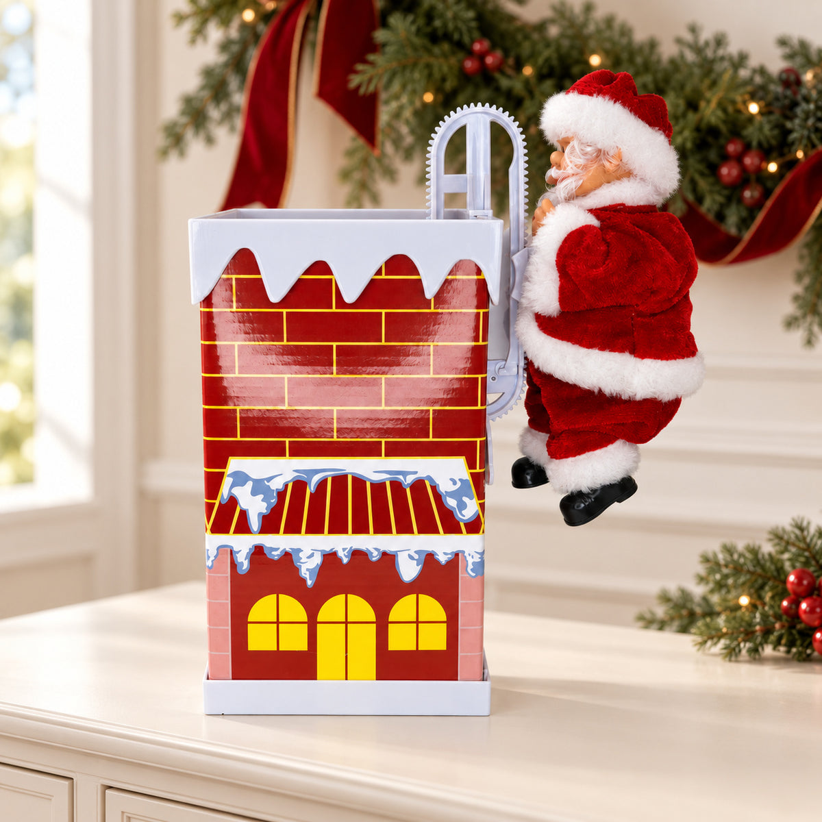 Visita Sorpresa · Papá Noel con chimenea — Ambientación navideña 2 (imagen ilustrativa)