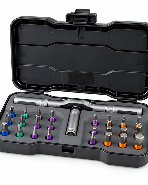 Vista en perspectiva del kit T-Grip 24 en su estuche