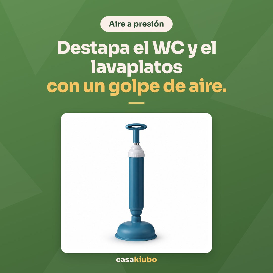 Desatascador de aire a presión azul: destapa el WC y el lavaplatos con un golpe de aire