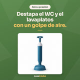 Desatascador de aire a presión azul: destapa el WC y el lavaplatos con un golpe de aire