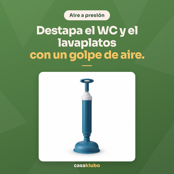 Desatascador de aire a presión azul: destapa el WC y el lavaplatos con un golpe de aire