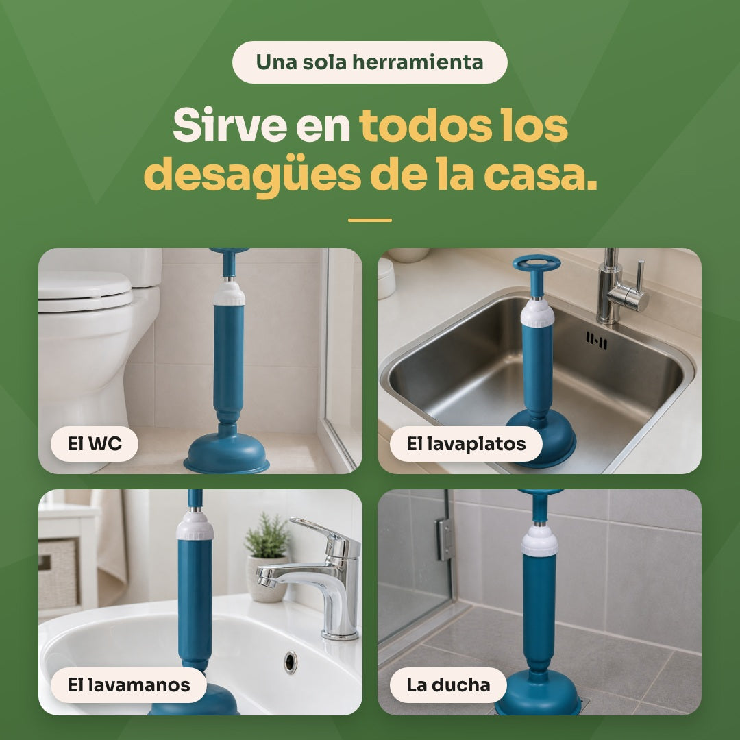 Sirve en todos los desagües de la casa: el WC, el lavaplatos, el lavamanos y la ducha