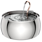 GatAqua: fuente de acero inoxidable con grifo dorado y agua corriendo