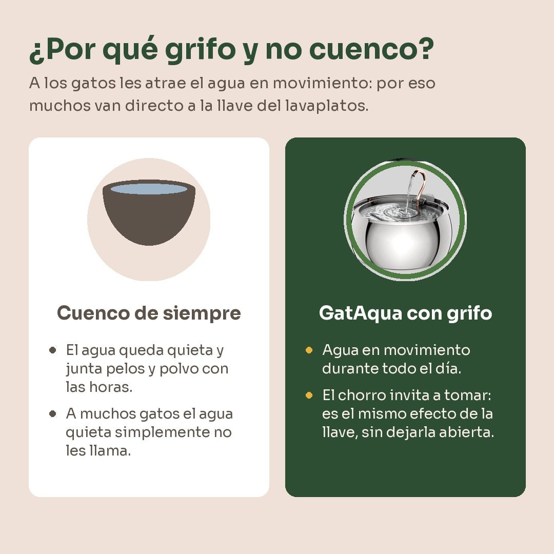 Agua quieta que se ignora versus agua en movimiento que invita a tomar