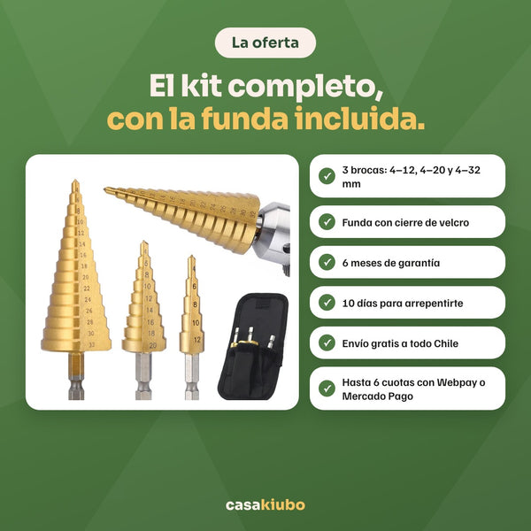La oferta: kit completo con funda incluida, 6 meses de garantía, 10 días de retracto, envío gratis y hasta 6 cuotas