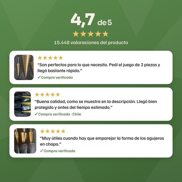 Puntuación 4,7 de 5 con 15.448 valoraciones y tres reseñas reales con foto de compradores del kit