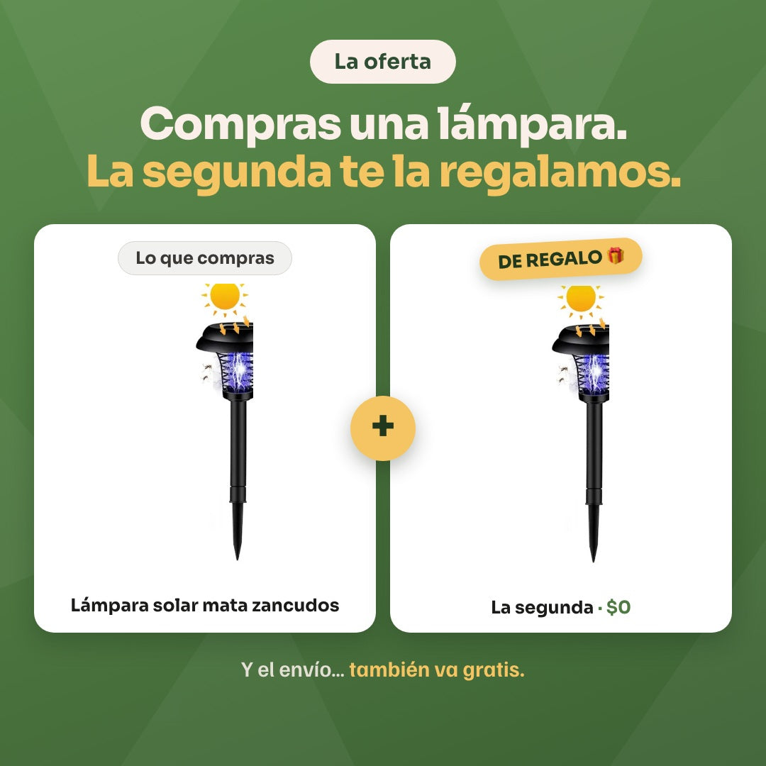 Lámpara Solar Mata Zancudos + Segunda de Regalo + Envío Gratis
