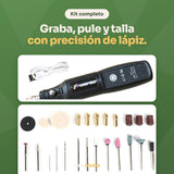 Mini rotativa inalámbrica USB con sus 24 accesorios: graba, pule y talla con precisión de lápiz