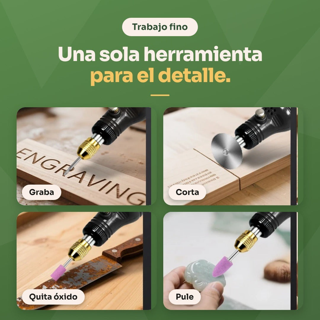 Una sola herramienta para el detalle: graba, corta, quita óxido y pule