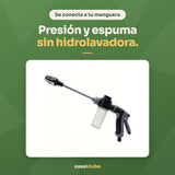 Pistola de presión con depósito de espuma: presión y espuma sin hidrolavadora, se conecta a tu manguera