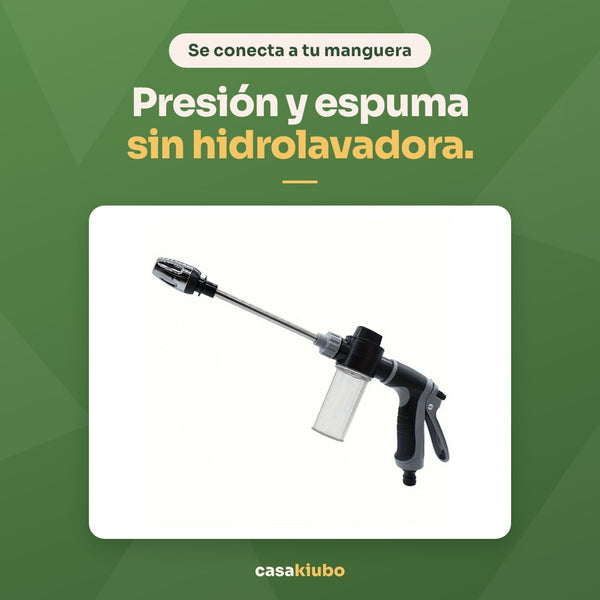 Pistola de presión con depósito de espuma: presión y espuma sin hidrolavadora, se conecta a tu manguera