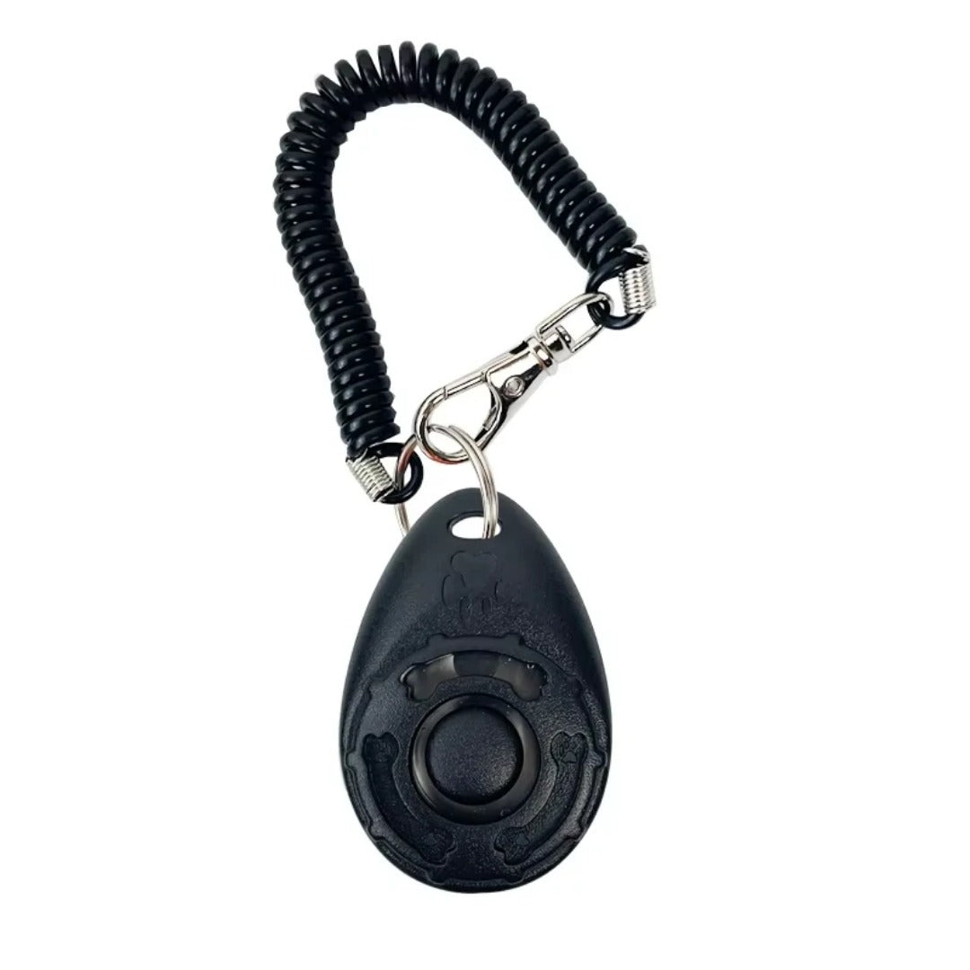 Clicker de adiestramiento negro con correa de muñeca